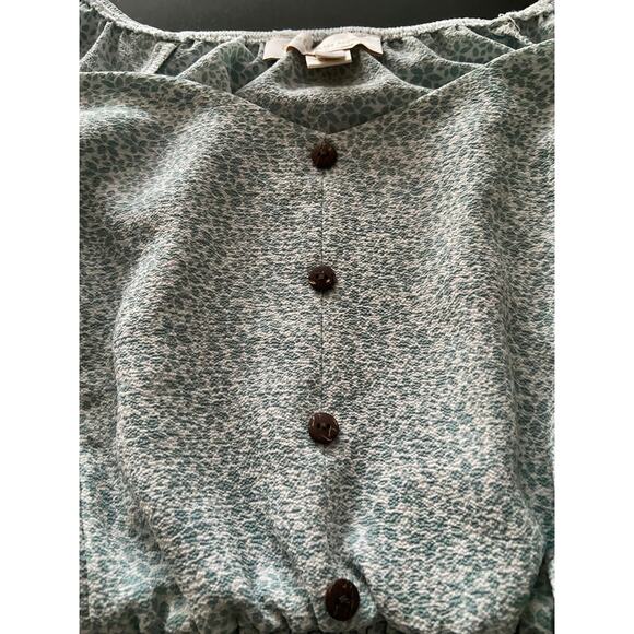 MONTEAU Los Angeles Light Blue Floral Crop Summer Top sz M - Picture 3 of 10